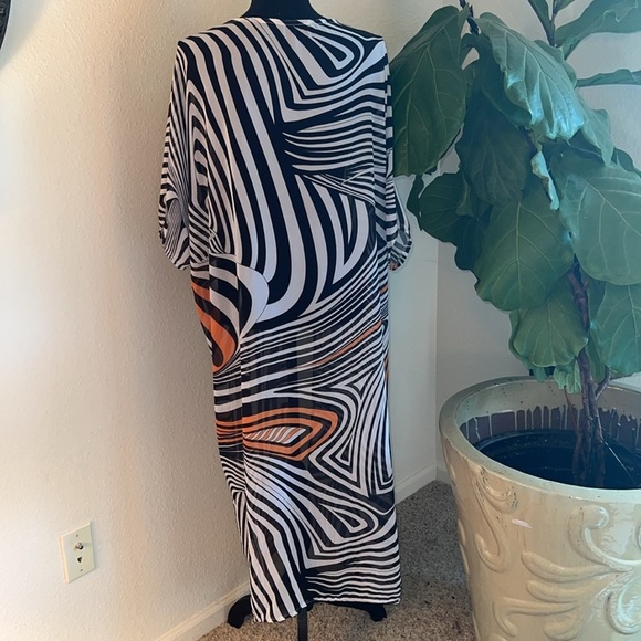 Women’s Animal Print Sheer Lightweight 3/4 Sleeve Full Length Maxi Kimono OS - Picture 6 of 16